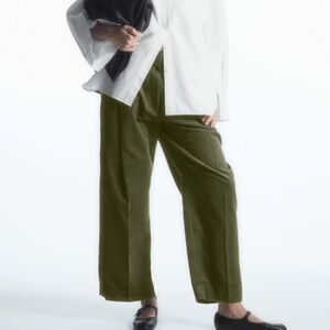 COS green corduroy barrel pants